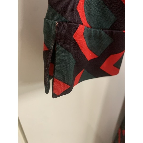 Diane Von Furstenberg Vintage Womens Silk Geometric Wrap Dress Red Black 00 - Picture 7 of 14